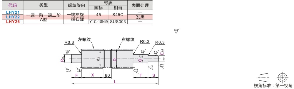 30度梯形丝杠 一端一阶一端二阶型 a型
