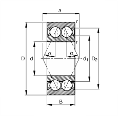 ǽӴ 3000-B-2RSR-TVH, ˫У˫ഽܷ⣬Ӵ  = 25